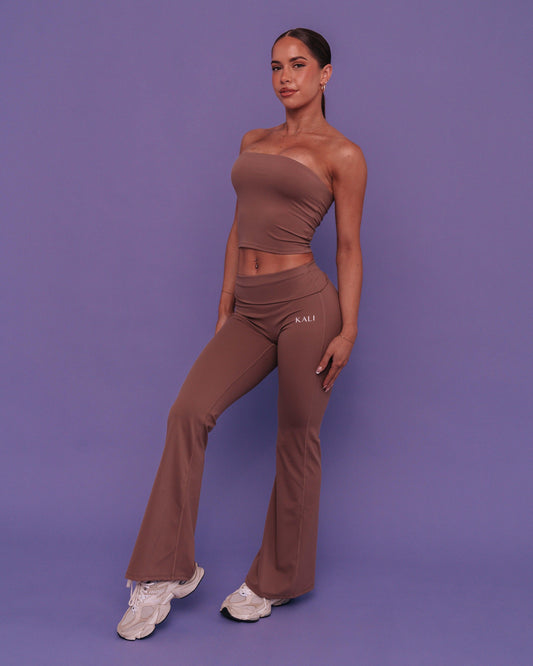 KALI FLARES LEGGINGS - CHOCOLATE - KALI ACTIVEWEAR