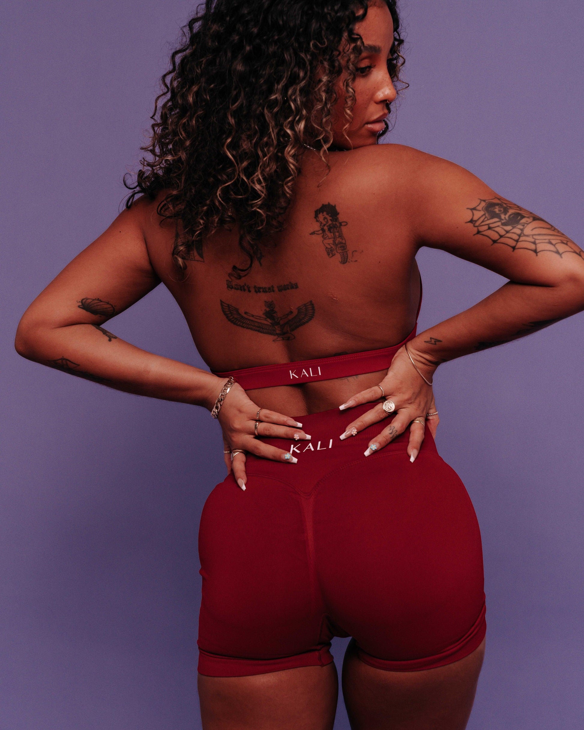 KALI BOOTY SHORTS - RUBY RED - KALI ACTIVEWEAR