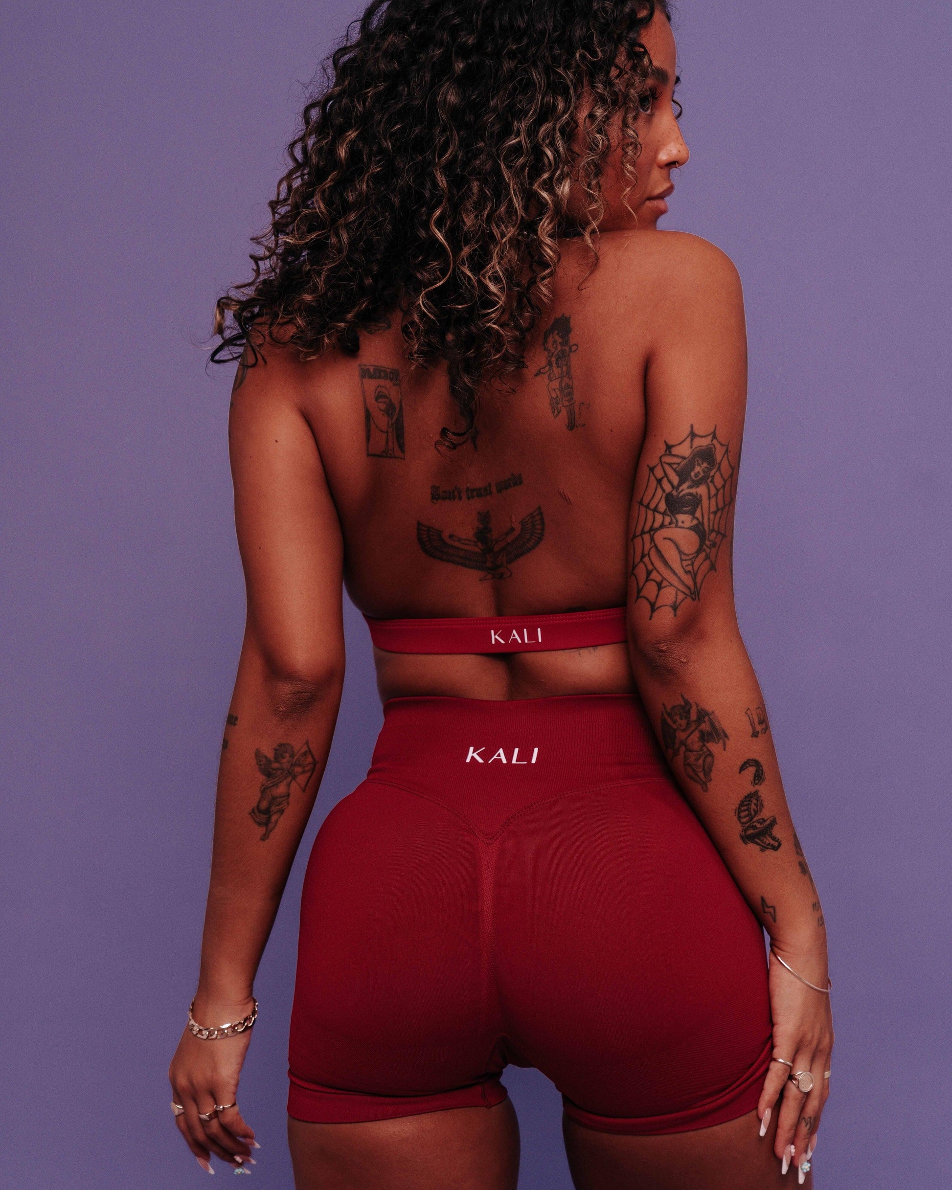 KALI BOOTY SHORTS - RUBY RED - KALI ACTIVEWEAR